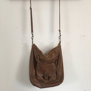 worn leather  over shoulder bag